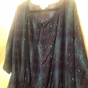 Blue & Green Animal Print top